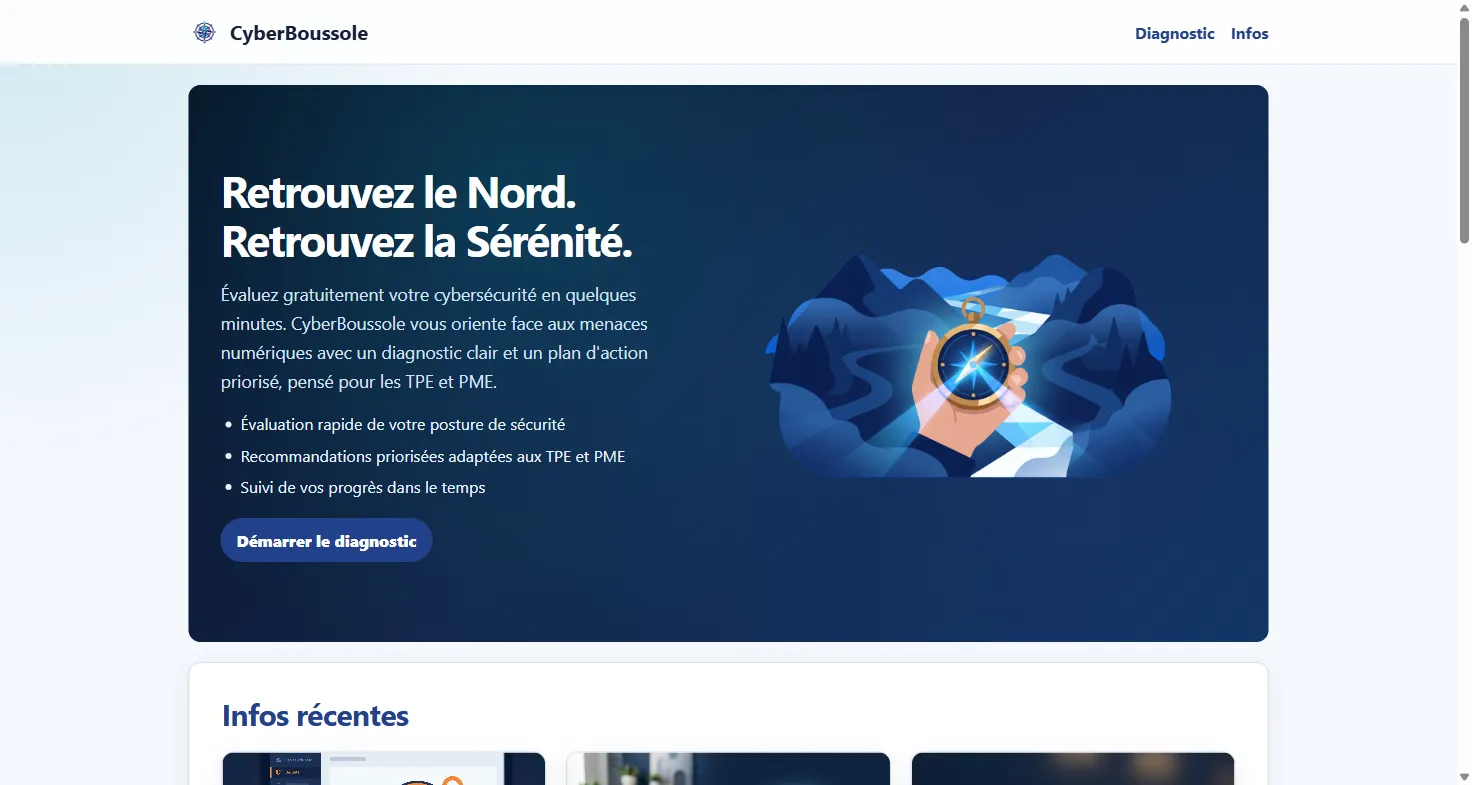 Aperçu de la page d’accueil du site CyberBoussole