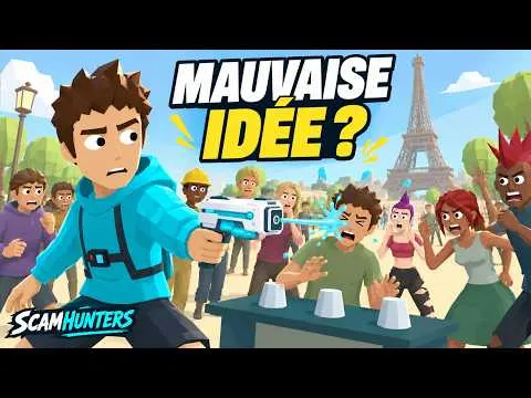 Illustration de la vidéo ScamHunters : un héros au pistolet à eau face aux arnaqueurs dans Paris